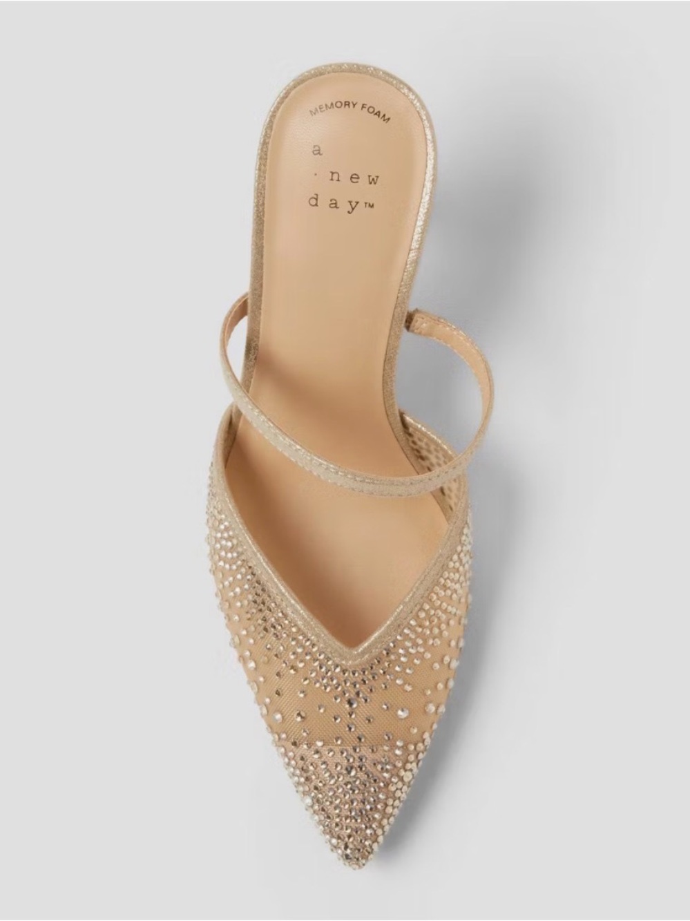 A New Day Champagne Jeweled Pointed-Toe Heels
